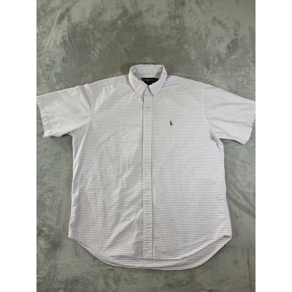 Ralph Lauren Shirt Mens‎ Large Check Blake Short Sleeve Button Up Flesh Pony